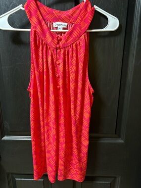Calvin Klein Pink and Orange Sleeveless Button-Front Tank